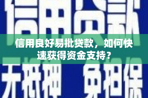 上林信用良好易批贷款，如何快速获得资金支持？