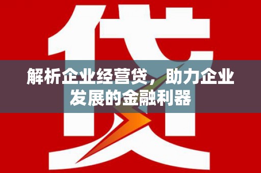 上林解析企业经营贷，助力企业发展的金融利器