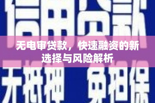 上林无电审贷款，快速融资的新选择与风险解析