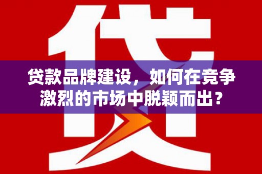 上林贷款品牌建设，如何在竞争激烈的市场中脱颖而出？