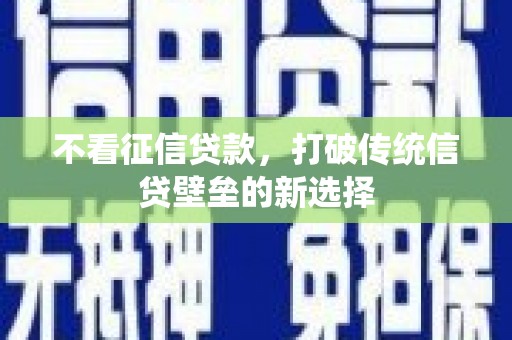 上林不看征信贷款，打破传统信贷壁垒的新选择