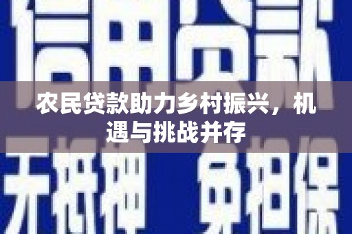 上林农民贷款助力乡村振兴，机遇与挑战并存