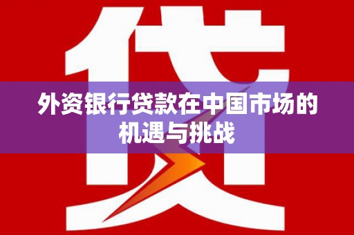 上林外资银行贷款在中国市场的机遇与挑战