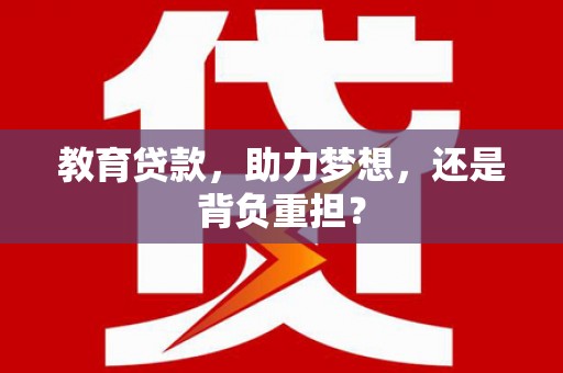 上林教育贷款，助力梦想，还是背负重担？