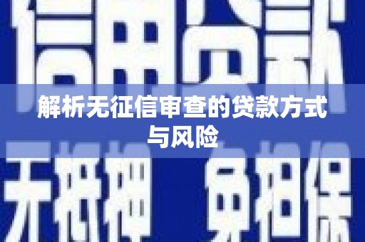 上林解析无征信审查的贷款方式与风险